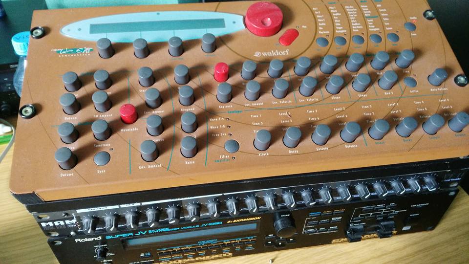 [Image of MAM VF11 Vocoder underneath a Waldorf Microwave XT]